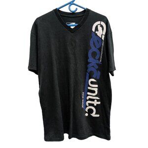 Vintage Y2K Ecko Unltd Mens T Shirt Large Black V Neck Graphic Logo Grunge